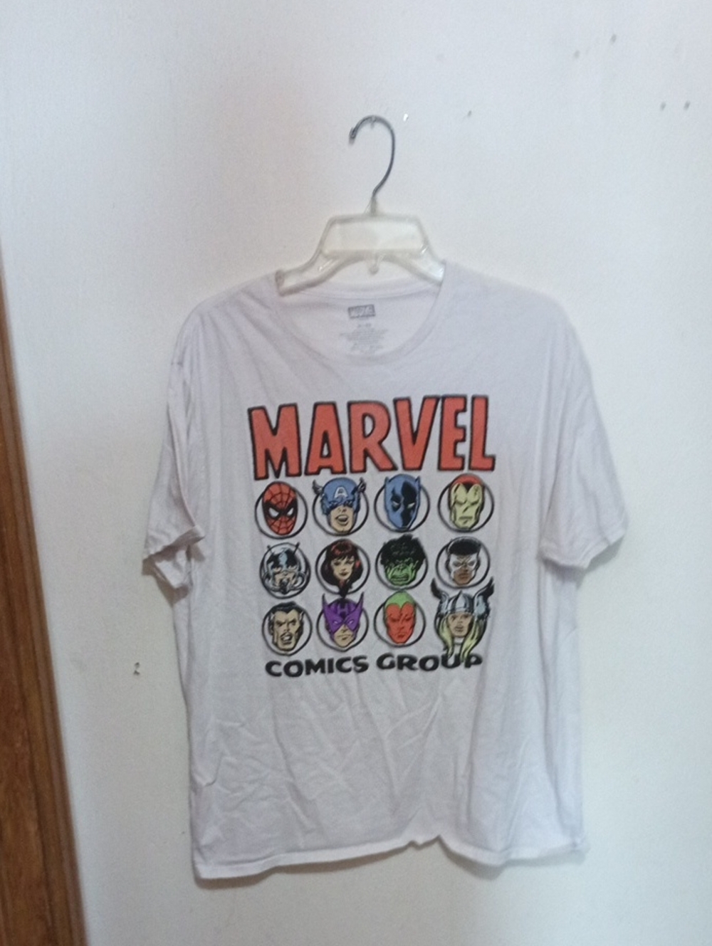 Marvel White Short Sleeve Tee with Multicolor Comic Icons